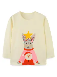 StyleCast Girls Graphic Printed Solid Round Neck Cotton T-shirt