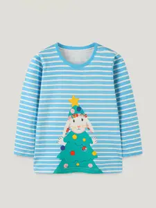 StyleCast Girls Striped Round Neck Cotton T-shirt