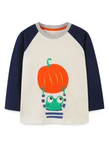 StyleCast Girls Colourblocked Printed Round Neck Cotton T-shirt
