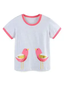 StyleCast Girls Printed Solid Round Neck Cotton T-shirt
