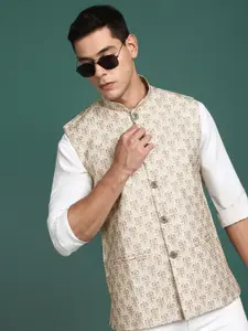 SHOWOFF Floral Printed Slim Fit Nehru Jacket