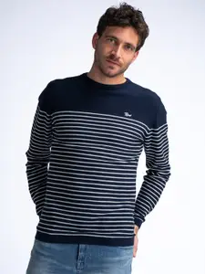 Petrol Striped Pure Cotton Pullover