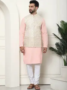 SOJANYA Regular Pure Cotton Straight Kurta with Churidar & Jacket Set