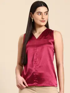 StyleCast Satin-Finish V-Neck Top