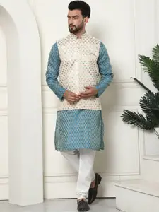 SOJANYA Woven Design Regular Kurta with Churidar & Nehru Jacket