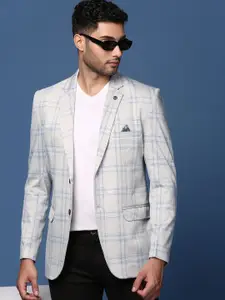 SHOWOFF Checked Notched Lapel Slim-Fit Single Breasted Blazers