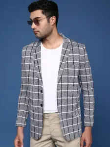 SHOWOFF Checked Notched Lapel Slim-Fit Single Breasted Blazers