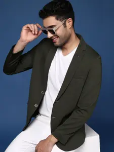SHOWOFF Single-Breasted Slim-Fit Cotton Formal Blazer