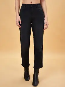 SF JEANS by Pantaloons Women Straight Fit High-Rise Clean Look Light Fade Cropped Jeans