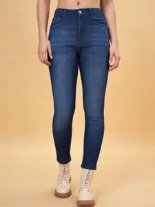 SF JEANS by Pantaloons Women Slim Fit High-Rise Clean Look Light Fade Cropped Jeans