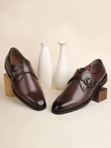 LOUIS STITCH Men Tan Formal Slip-On Monk Shoes