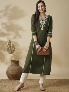 Globus Floral Embroidered Straight Kurta