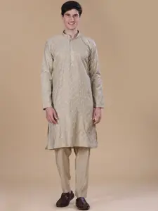 Anouk Brown Embroidered Straight Sequinned Kurta with Pyjamas