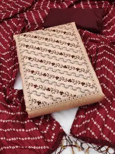 KIMISHA Floral Embroidered Sequinned Unstitched Dress Material