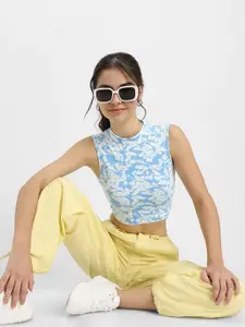 JUNEBERRY Floral Printed Pure Cotton Crop Top