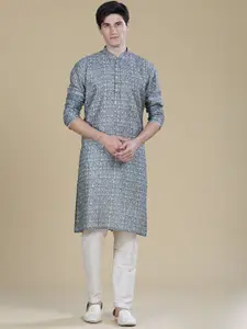 Anouk Mandarin Collar Geometric Chanderi Silk Kurta