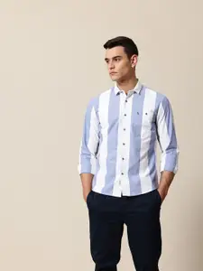 Mr Bowerbird Premium Striped Spread Collar Pure Cotton Casual Shirt