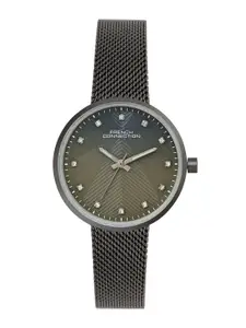 French Connection Women Embellished Dial & Bracelet Style Straps Analogue Watch FCN067GNM