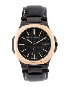 French Connection Men Dial & Leather Bracelet Style Straps Analogue Watch- FCB2BL