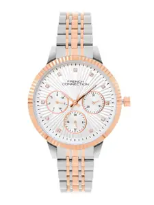 French Connection Women Embellished Dial & Bracelet Style Straps Analogue Watch FCN072SRTM