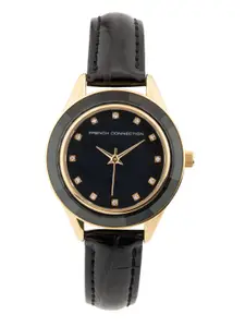 French Connection Women Embellished Dial & Leather Straps Analogue Watch FCB5BL