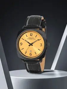 French Connection Men Dial & Leather Textured Straps Analogue Watch -FCN084BBL