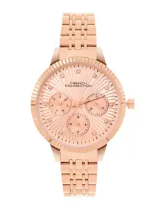 French Connection Women Embellished Dial & Bracelet Style Straps Analogue Watch FCN072RGM