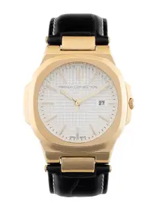 French Connection Men Textured Dial & Leather Straps Analogue Watch FCB2BL-S