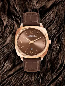 French Connection Men Dial & Leather Straps Analogue Watch- FCN084BRL