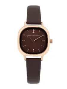 French Connection Women Embellished Dial & Leather Straps Analogue Watch FCU3BRL