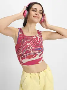 JUNEBERRY Printed Cotton Tank Crop Top