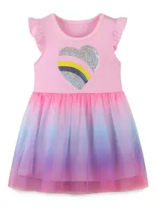 StyleCast Tie and Dye Print Flutter Sleeve Fit & Flare Dress