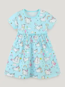 StyleCast Girls Printed Short Sleeves Cotton Fit and Flare Dress