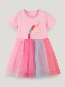 StyleCast Girls Short Sleeves Applique Fit and Flare Dress