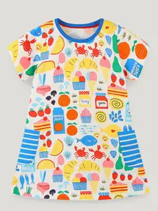 StyleCast Girls Round Neck Printed A-Line Dress