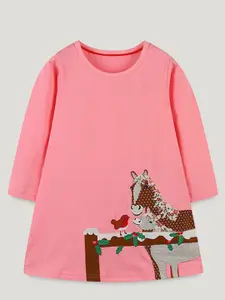 StyleCast Round Neck Cotton A-Line Dress