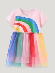 StyleCast Printed Flared Short Sleeves Fit and Flare Dress