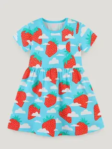 StyleCast Girls Printed Flared Short Sleeves Fit and Flare Dress