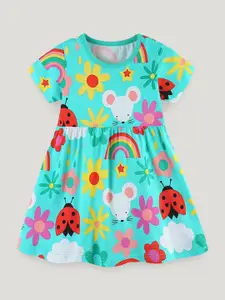 StyleCast Girls Printed Short Sleeves Cotton Fit & Flare Dress