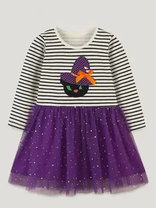 StyleCast Girls Striped Long Sleeves Cotton Fit and Flare Dress