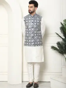 SOJANYA Embroidered Regular Kurta with Churidar & Nehru Jacket