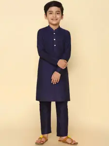 KISAH Boys Mandarin Collar Regular Kurta with Pyjamas