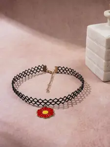 EL REGALO Floral Charm Choker Necklace