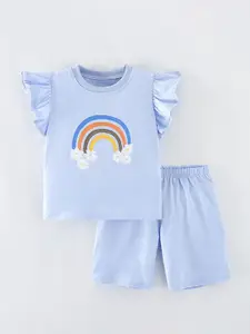 StyleCast Girls Printed Pure Cotton Top with Shorts