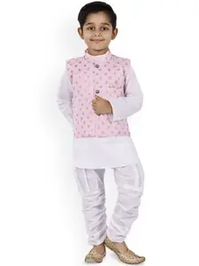BAESD Boys Mandarin Collar Regular Straight Kurta With Pyjamas & Jacket