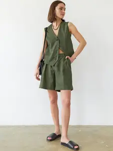 MIAKEE V-Neck Sleeveless Top With Skirt