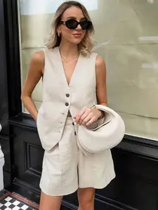 MIAKEE V-Neck Sleeveless Top With Shorts