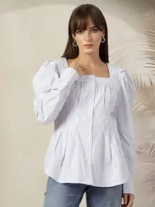 plusS Women Opaque Striped Casual Shirt