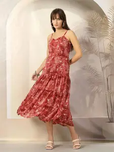 plusS Printed A-Line Midi Dress