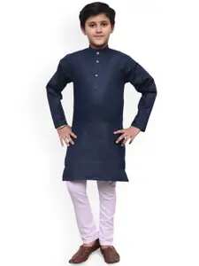BAESD Boys Band Collar Regular Straight Kurta With Pyjamas